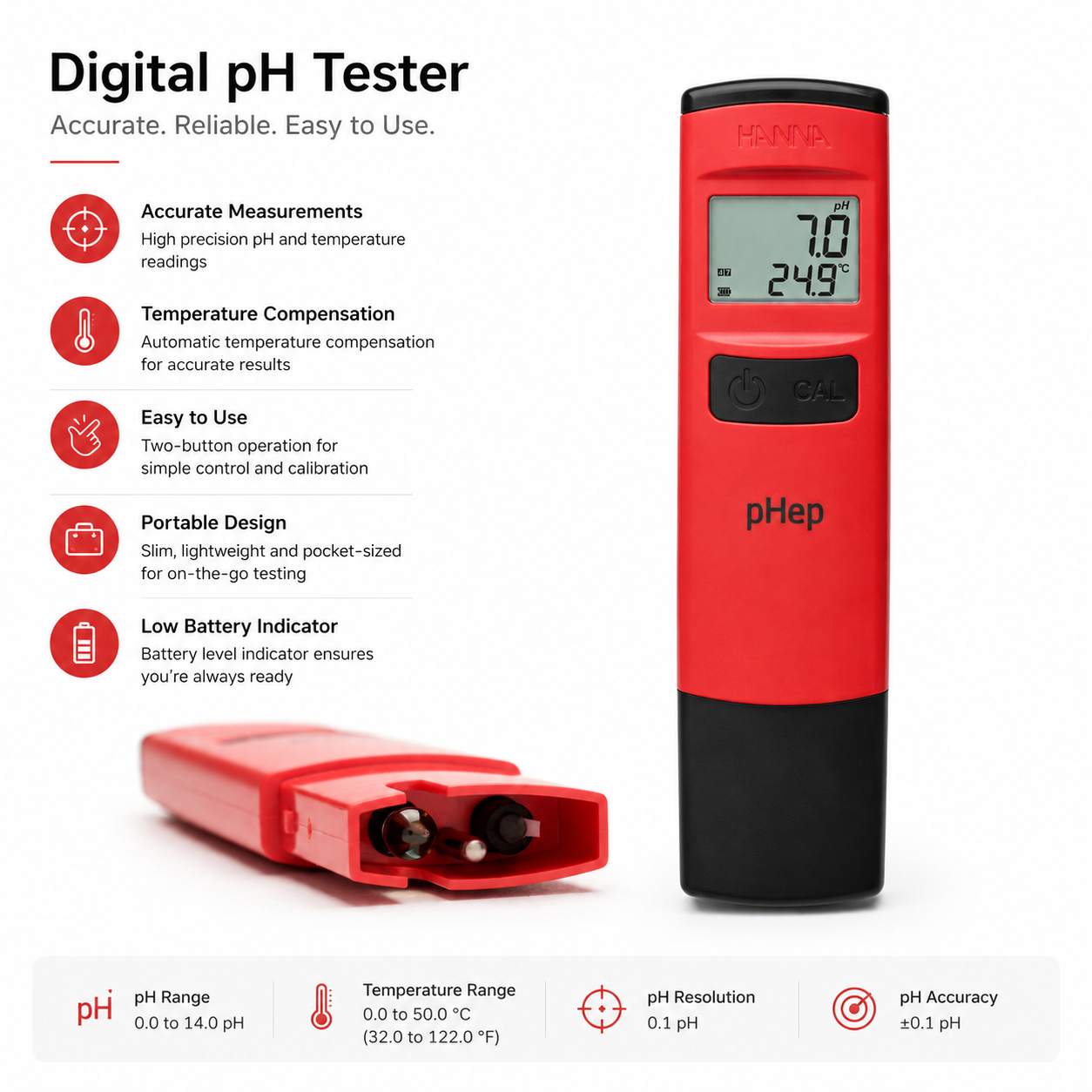 Hanna HI98107 pHep Waterproof Pocket pH Tester