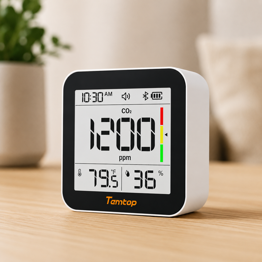 Temtop M10+ Indoor Air Quality Monitor — CO₂, PM2.5 & VOC